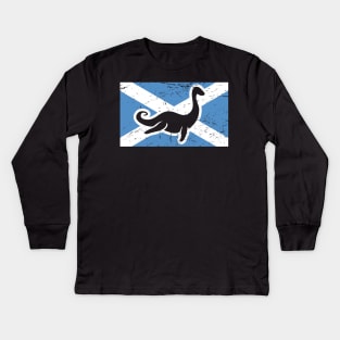 Loch Ness Monster & Scotland Flag Kids Long Sleeve T-Shirt